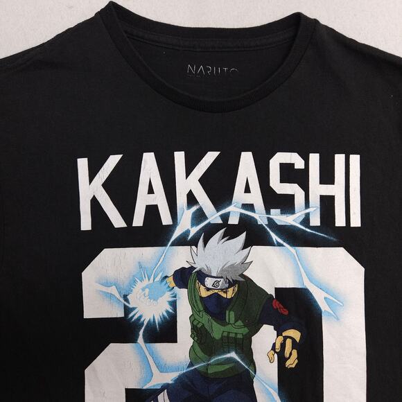 Naruto Kakashi 20 Crew Neck Anime Graphic T-Shirt Adult Mens Size M Black - Picture 1 of 9